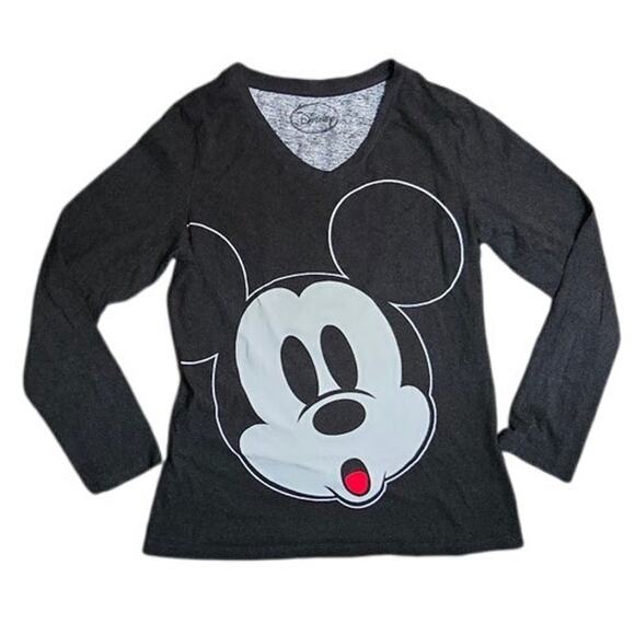 Disney PJ Pajama Pullover‎ Top Black Big Mickey Mouse sz M - Picture 1 of 6